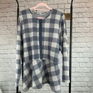 Soft Surroundings Gray Block Print Top, 3X